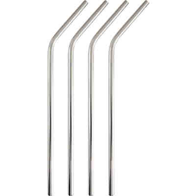4er-Set Edelstahltrinkhalme "BarBaydos" mit Reinigungsbürste, L21 cm