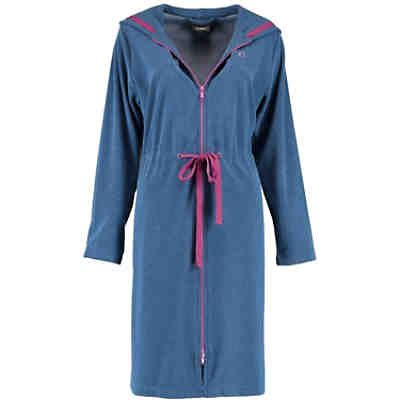 Bademantel Damen Kurzmantel mit Kapuze Active 821 blau-melange/beere - 18 Bademäntel