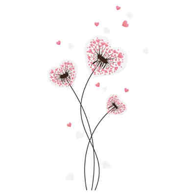 Wandtattoo Pusteblumen mit Herzen Pflanzen Löwenzahn Wandtattoos