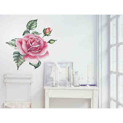 Wandtattoo Aquarell Rose mit Blättern Wandtattoos 2