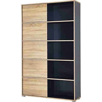 Schiebetür-Regal mit farblich wechselbaren Fronten B120xH196xT35 cm