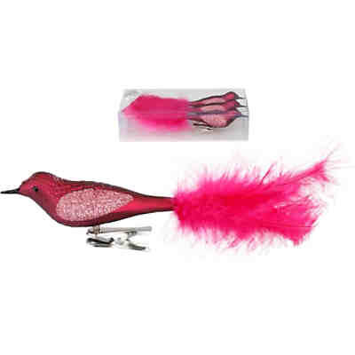 3er-Set Christbaumschmuck "Vogel" aus Kunststoff mit Clip, L20cm
