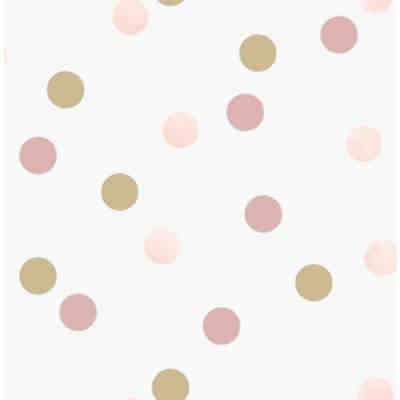 Vliestapete Dotty Polka Pink American Gold, 10 m x 53 cm