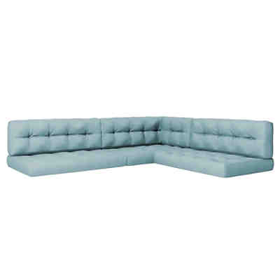Palettenkissen-Set Eisblau 3x Sitzkissen 3x Rückenkissen 1x Seitenkissen 2