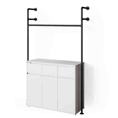 Loft Kleiderschrank RUBEN Kleiderstange Garderobe offen begehbar Kommode 120 cm 2