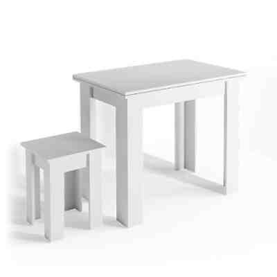 Küchentisch Roman weiß Esstisch 120x90cm Hocker Essgruppe Esszimmertisch 2