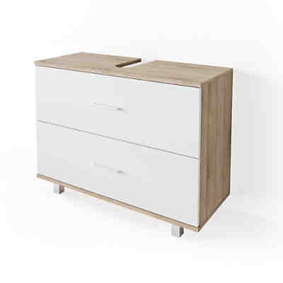 Waschbeckenunterschrank ILIAS Weiß Eiche Schublade Unterschrank Badezimmer 2