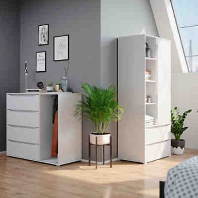 Kleiderschrank Schlafzimmerschrank Ruben 80cm mit Kleiderstange Schubladen