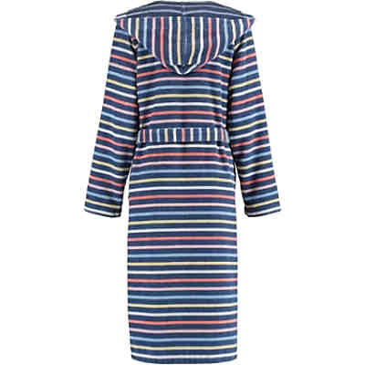 Bademantel Damen Kapuze Streifen 3344 blau-multicolor - 12 Bademäntel 2