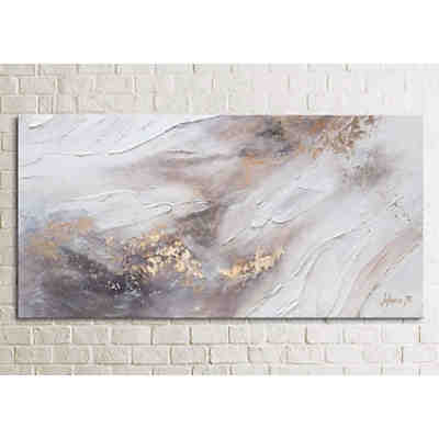 Gemälde YS-Art Handgemaltes Bild abstrakt mit Blattgold, Leinwand auf Keilrahmen, "Relax" PS 115 2