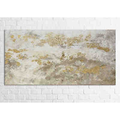Gemälde YS-Art Abstraktes XXL Gemälde „Glänzendes Gold“ für das Wohnzimmer 2