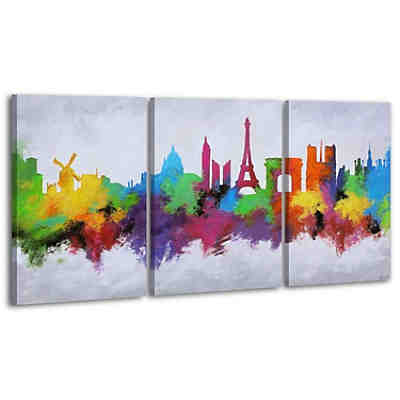 Gemälde Acryl "Stadt der Liebe" handgemalt auf Leinwand 140x65 cm