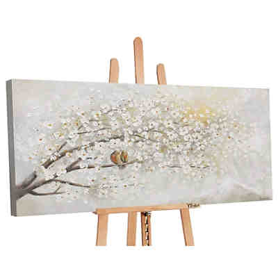 Gemälde YS-Art Helles Acryl Gemälde „Sonnenaufgang“. Wandbild Vogel