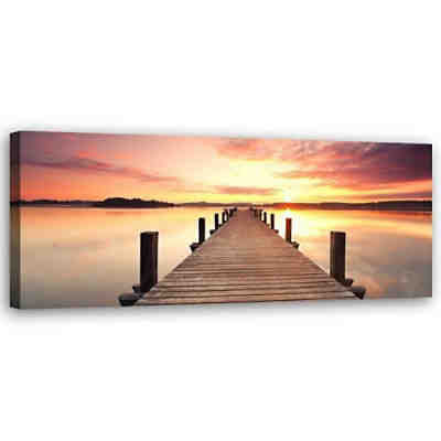 Kunst Sonnenuntergang über der Brücke Leinwandbilder