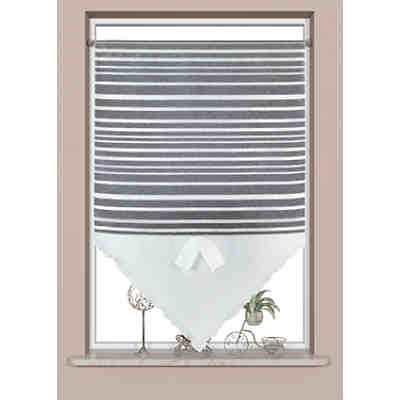 Scheibengardine Bistrogardine Küchengardine Fensterspitze 60x90cm Weiß Anthrazit Streifen "4025" 2