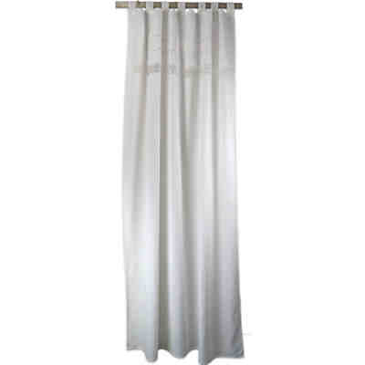 Schlaufenschal Seitenschal Schlaufenvorhang 140x245 cm Wollweiß Stickbordüre "2510" 2