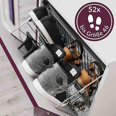 Flur Schuhschrank Set weiß/Brombeer Hochglanz BELFORT-02 4-teilig B/H/T: 209,6x187x33,1cm 2
