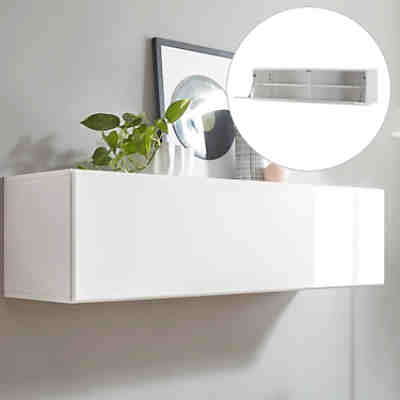 Hängeschrank Stauraumelement CHUR-61 in Hochglanz weiß B/H/T: 130/35/38cm