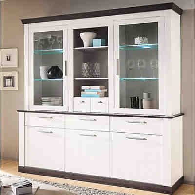 Landhaus Buffet SALARA-61 Pinie weiß Nb. mit Wenge Absetzungen B/H/T ca. 184x205x38-44cm