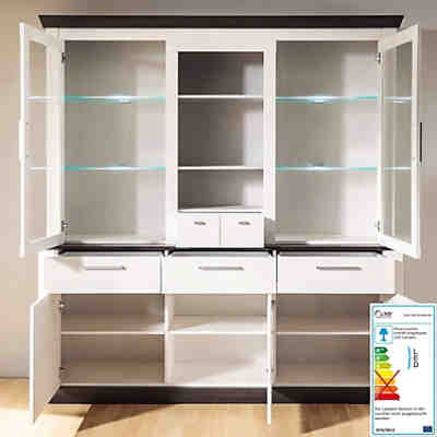 Landhaus Buffet SALARA-61 Pinie weiß Nb. mit Wenge Absetzungen B/H/T ca. 184x205x38-44cm 2