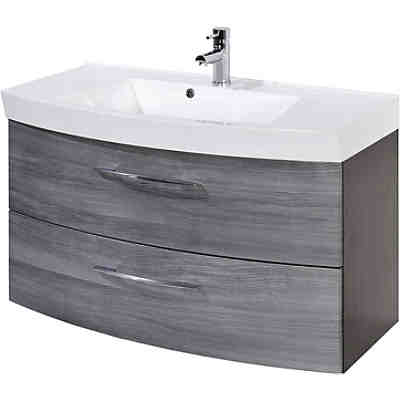 Badmöbel Set FLORIDO-03 Eiche Rauchsilber, graphitgrau (5 teilig), B x H x T: ca. 210 x 200 x 47 cm 2