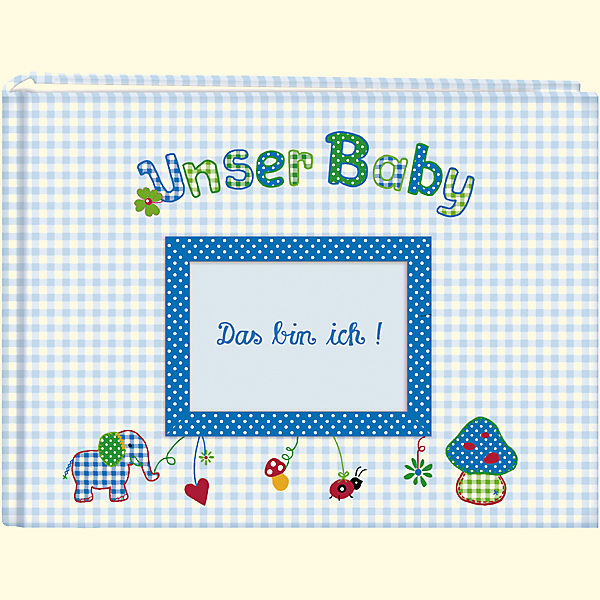 Unser Baby, Stoff-Fotoalbum hellblau