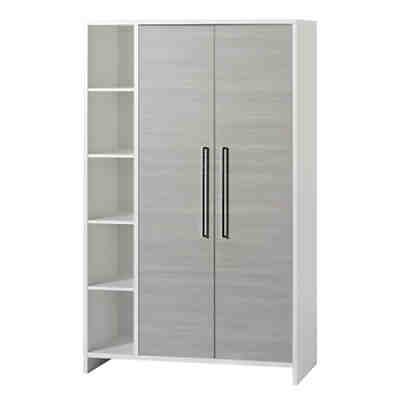 Kleiderschrank ECO SILBER, Pinie silberfarbig/weiß, 2-türig mit Seitenregal