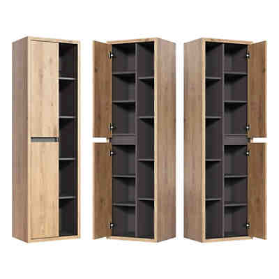Hochschrank DANZIG-56 in Shetland Eiche Nb. mit Graphitgrau, B/H/T: ca. 50/170/33 cm