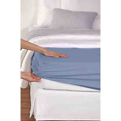 Spannbettlaken Mako Cotton Feinjersey 150x200 cm dunkelblau 2