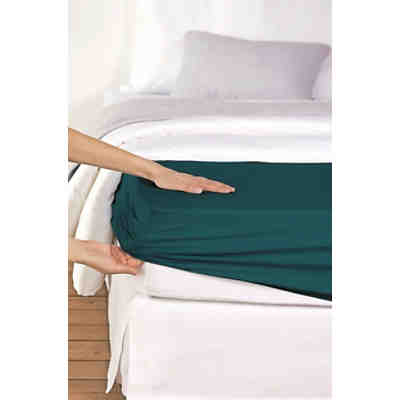 Spannbettlaken Mako Cotton Feinjersey 200x200 cm petrol 2