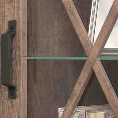 Vitrine modern GIBBSTON-19 in Tabak Eiche Nb. mit Matera anthrazit, B/H/T: ca. 82/205/38 cm 2