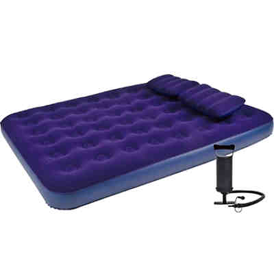 Doppel-Campingmatratze inklusive 2 Kissen und Luftpumpe 203x152x22cm