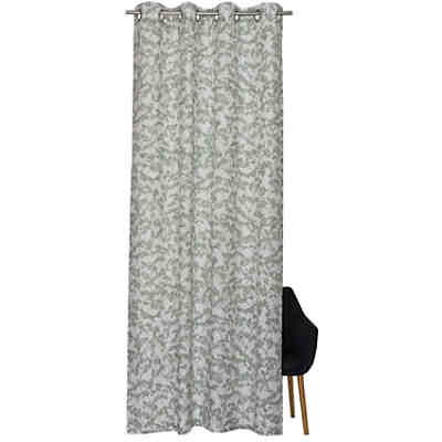 Ösenvorhang mit Blättermotiv 140x250cm ALVA 100% Baumwolle