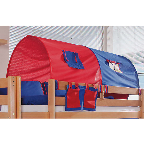 2er Tunnel für Hoch-und Etagenbetten, 150 cm, rot/blau