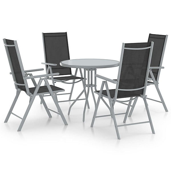 5-tlg. Garten-Essgruppe Aluminium und Textilene Silbern