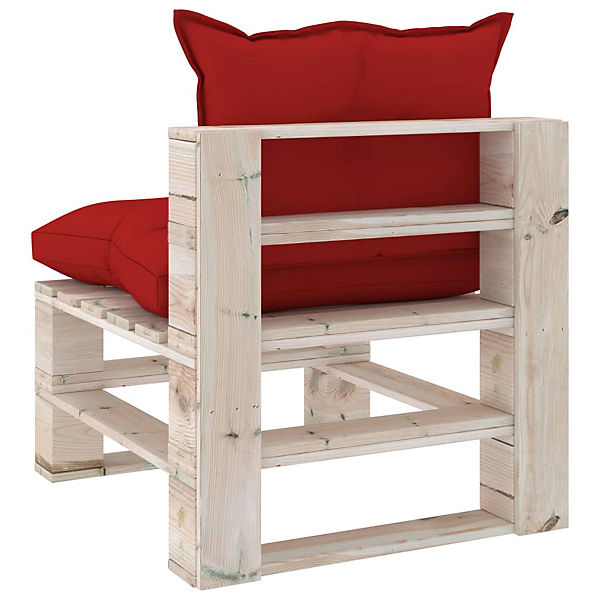Garten-Paletten-Mittelsofa mit Kissen Kiefernholz