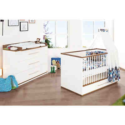 Sparset TUULA, 2-tlg. (Kinderbett & Wickelkommode), Nussbaum/Weiß 2