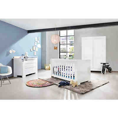 Komplett Kinderzimmer SKY groß, (Kinderbett, Wickelkommode breit und 2-türiger Kleiderschrank), Weiß/Hochglanz 2