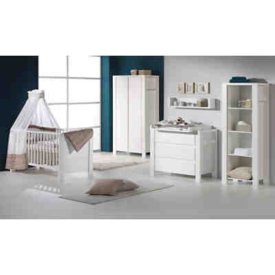 Komplett Kinderzimmer MILANO WEIß, 3-tlg. (Kinderbett + US, Wickelkommode und 2-türiger Kleiderschrank), weiß