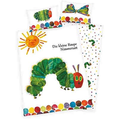 Wende- Kinderbettwäsche Kleine Raupe Nimmersatt, Linon, 135 x 200 cm