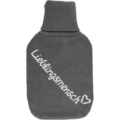 Wärmflasche "Lieblingsmensch" mit Polyesterbezug, 18x34cm, ca. 2l