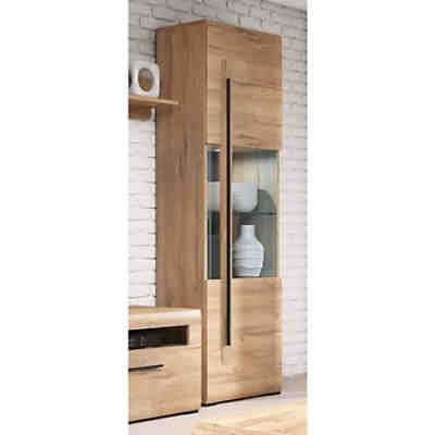 Vitrinenschrank Eiche Grandson Nb. TURDA-83 mit LED Beleuchtung, B/H/T: ca. 60/204/39 cm