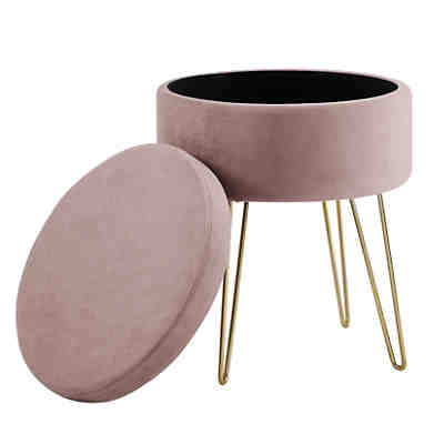 Sitzhocker mit stauraum Runder (Samt) mit Metallbein & Wendedeckel(ZD37545)
