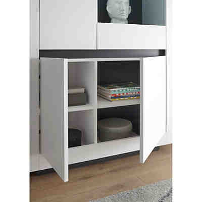Wohnzimmer Vitrine ALFTA-61 in weiß mit anthrazit, B/H/T: ca. 96/206/38 cm 2
