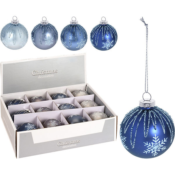 12-tlg. Glas-Weihnachtskugel-Set Ø 8cm