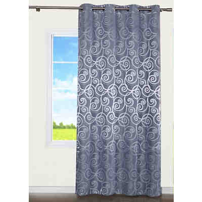 Ösenschal Seitenschal Ösenvorhang Uni Jacquard 135x245 cm Grau Blickdicht Glänzend "Yvonne" 2