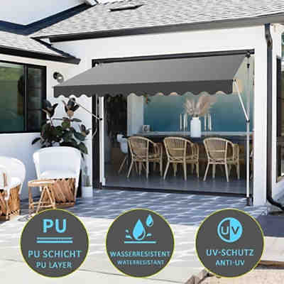 Klemmmarkise Balkonmarkise Fenstermarkise Sonnenschutz Rollo 150x120 cm in Creme 2