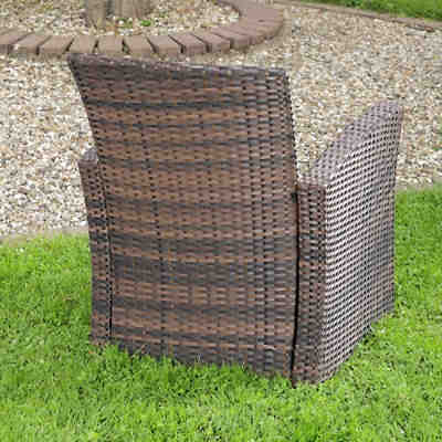 Gartenstuhl Relaxsessel Sitzmöbel aus Polyrattan in Braun mit Sitzkissen in Beige 2