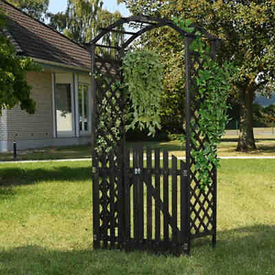 Rosenbogen Torbogen Türbogen Rankgitter in Schwarz aus Holz Gartenbogen Spalier Rankhilfe Zaun