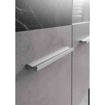 Wohnzimmervitrine MORA-61 in Stein grau mit Marmor anthrazit, B/H/T: ca. 80/123/35 cm 2